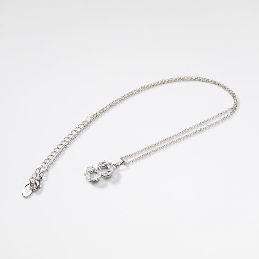 'Gleaming Oval Hoops' rhodium-plated metal necklace