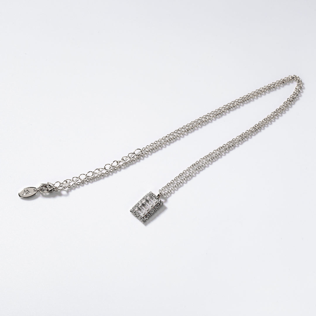 'Precious Rectangles' rhodium-plated metal necklace